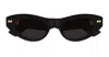 Bottega Veneta Bv1350s Linea Ribbon 001 Black Grey Sunglasses In Black