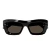 Bottega Veneta Beveled Acetate Rectangle Sunglasses In Black