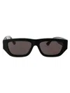 Bottega Veneta Black Bolt Stone-effect Rectangle-frame Sunglasses In Black