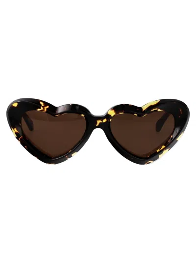 Bottega Veneta Bv1432s Heart-shaped Havana Acetate Sunglasses In Multi