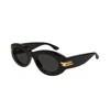 Bottega Veneta Black Mitre Oval Sunglasses In Black