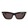 Bottega Veneta Black Gold Grey Acetate Sunglasses In Black