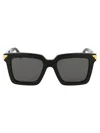 Bottega Veneta Grey Square Ladies Sunglasses Bv1005s 001 53 In Black-black-grey