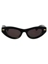 Bottega Veneta Bv1350s Linea Ribbon 001 Black Grey Sunglasses In Black