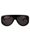 Bottega Veneta Bv1362s Linea Ribbon 001 Black Grey Sunglasses In Black-black-grey