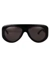 Bottega Veneta Bv1362s Linea Ribbon 001 Black Grey Sunglasses In Black-black-grey