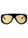 Bottega Veneta Bv1362s Linea Ribbon 005 Black Orange Sunglasses In Black-black-orange