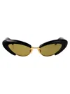 Bottega Veneta Bv1387s Linea Ribbon 001 Black Yellow Sunglasses In Black-black-yellow