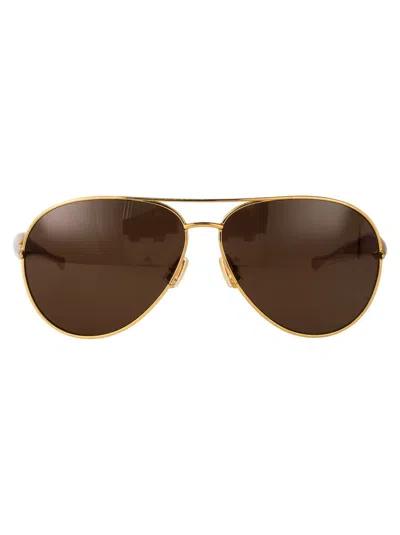 Bottega Veneta Sardine Aviator-style Gold-tone Sunglasses