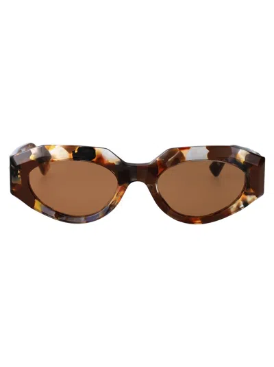 Bottega Veneta Eyewear Oval Frame Sunglasses In Brown