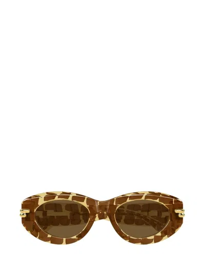Bottega Veneta Ribbon Oval Acetate Sunglasses In Brown