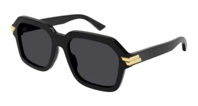 Pre-owned Bottega Veneta Sunglasses Bv1123s-001 Rectangle Black - Gold - Gray