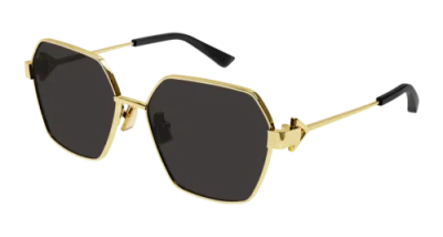 Pre-owned Bottega Veneta Sunglasses Bv1224s-002 Geometric Gold - Gray