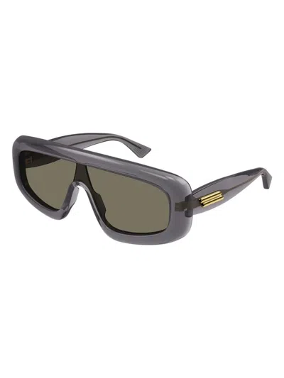 Pre-owned Bottega Veneta Sunglasses Bv1281s-003 Shield Grey Gold Frame Brown Lenses
