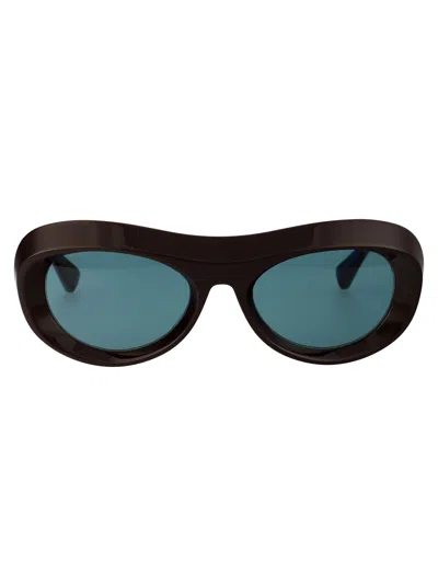 Bottega Veneta Brown Scoop Round Acetate Sunglasses In 004 Brown Brown Green