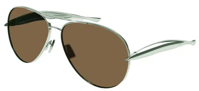 Pre-owned Bottega Veneta Sunglasses Bv1305s-006 Aviator Green - Brown Lenses