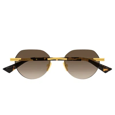 Bottega Veneta Sunglasses Bv1379 S 003 Gold/brown Men In Gray