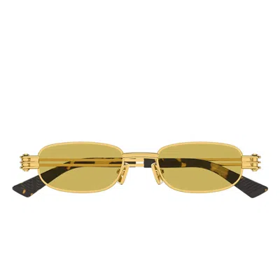 Bottega Veneta Gold-gold-yellow Metal Sunglasses In Gray