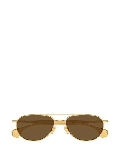 Bottega Veneta 56mm Geometric Sunglasses In Gold