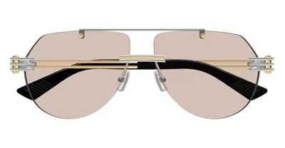Bottega Veneta Aviator-style Gold And Silver-tone Sunglasses