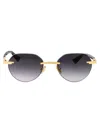 Bottega Veneta Glaze Rimless Sunglasses In Gold-gold-grey