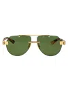Bottega Veneta Gold Sunglasses In Gold-silver-green
