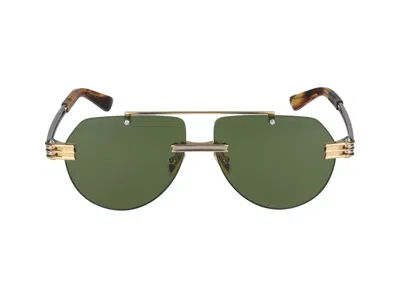 Bottega Veneta Gold Sunglasses In Gold Silver Green