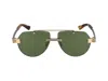 Bottega Veneta Gold Sunglasses In Gold Silver Green