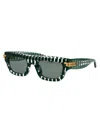 Bottega Veneta Rectangle-frame Sunglasses In Green