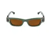 Bottega Veneta Bolt Squared Injected Acetate Sunglasses In Green Black Copper