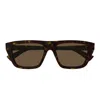 Bottega Veneta Eyewear Rectangle Frame Sunglasses In Havana