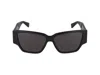Bottega Veneta Black Bold Triangle Stud Squared Sunglasses In Black