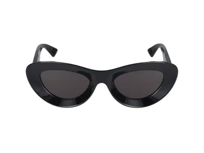 Bottega Veneta Ribbon Plastic Cat-eye Sunglasses In Black Black Grey