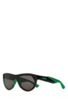 Bottega Veneta Two-tone Acetate And Rubber Mitre Sunglasses In Multicoloured