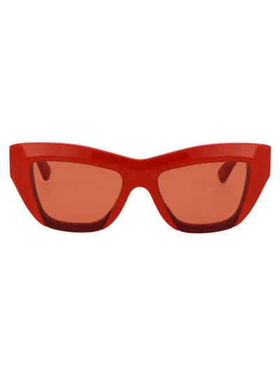 Bottega Veneta Rectangle Frame Sunglasses In Orange