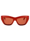 Bottega Veneta Rectangle Frame Sunglasses In Orange