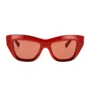 Bottega Veneta Rectangle Frame Sunglasses In Orange