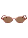 Bottega Veneta Slim Ribbon Acetate Sunglasses In Red-red-red