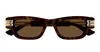 Bottega Veneta Bolt Havana Plastic Rectangle Sunglasses In Tortoise