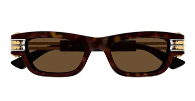 Bottega Veneta Bolt Havana Plastic Rectangle Sunglasses In Brown