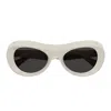 Bottega Veneta Beveled Acetate Round Sunglasses In White