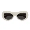 Bottega Veneta Beveled Acetate Round Sunglasses In White