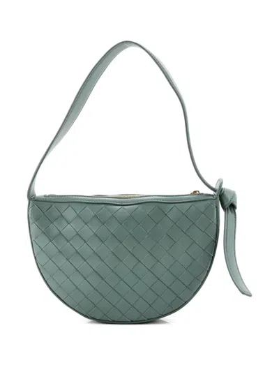 Pre-owned Bottega Veneta Sunrise Intrecciato Leather Mini Shoulder Bag In Green