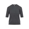Bottega Veneta Womens Anthracite Ribbed Round-neck Wool Top In Blue