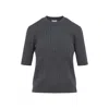 Bottega Veneta Womens Anthracite Ribbed Round-neck Wool Top In Blue