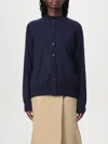 Bottega Veneta Navy Blue Stretch Linen Blend Cardigan In Navy