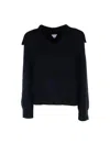 Bottega Veneta Stretch Cotton Blend Polo Shirt With Ribbed Texture In Black