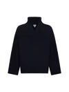 Bottega Veneta Mens Compact Double-v-neck Relaxed-fit Wool Jumper Navy In Blue