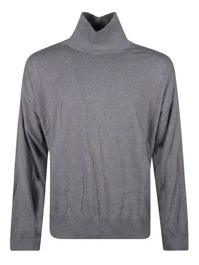 Bottega Veneta Logo Embroidered Turtleneck Jumper In Riverbed