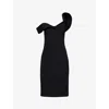 BOTTEGA VENETA BOTTEGA VENETA WOMEN'S BLACK SWEETHEART-NECK DOUBLE-LAYERED WOOL MIDI DRESS